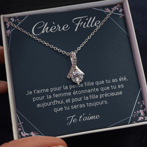 Daughter Necklace, Gift For Daughter “ Message In French “ Alluring Beauty