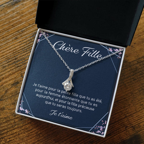 Daughter Necklace, Gift For Daughter - Message In French - Alluring Beauty
