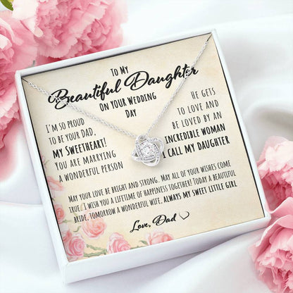 Daughter Necklace, Gift From Dad To His Daughter On Her Wedding Day “ Love Knot Necklace