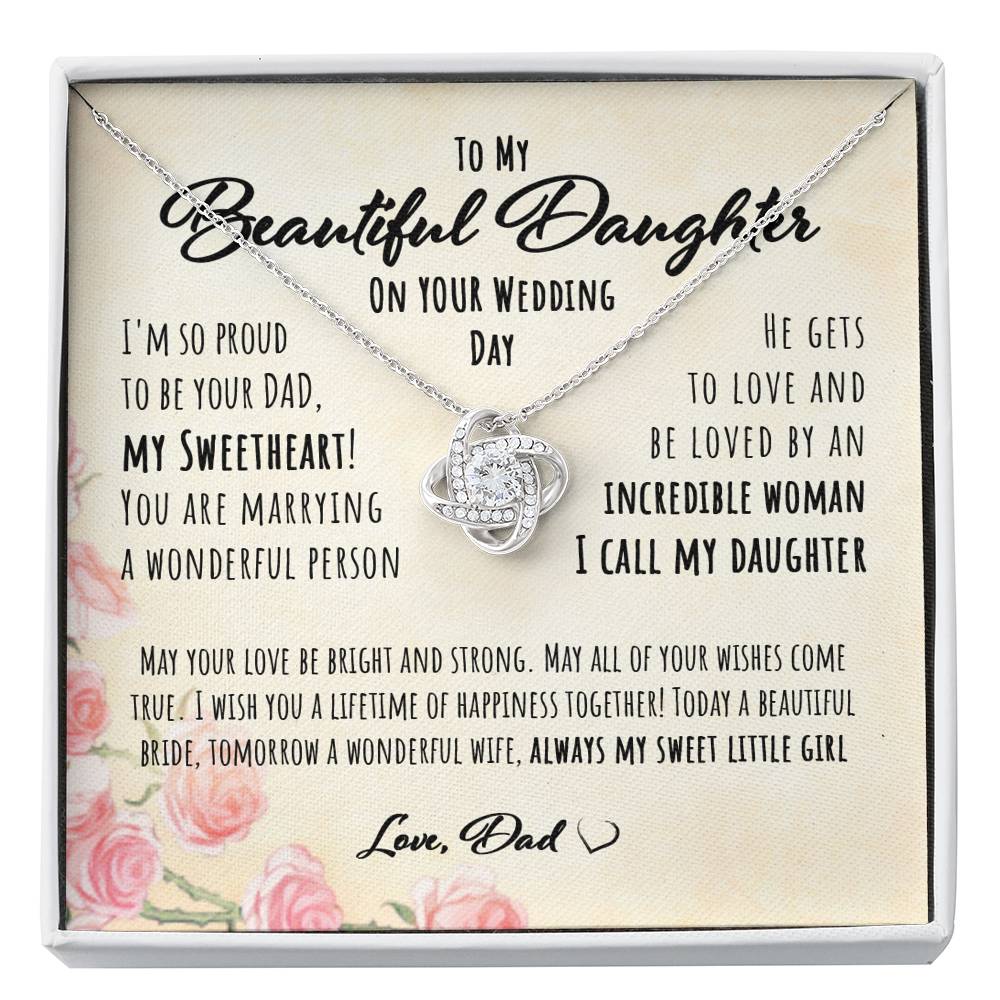 Daughter Necklace, Gift From Dad To His Daughter On Her Wedding Day - Love Knot Necklace