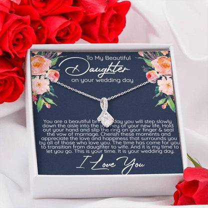 Daughter Necklace Gift, Bride On Wedding Day Gift From Mom, Daughter Wedding Day Necklace