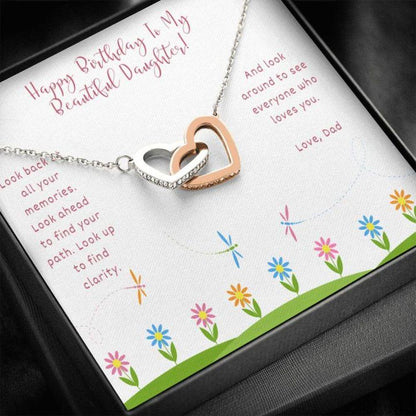 Daughter Necklace, Gift To Daughter - Gift Necklace Message Card Birthday Necklace To Daughter From Dad - Inspirational 
