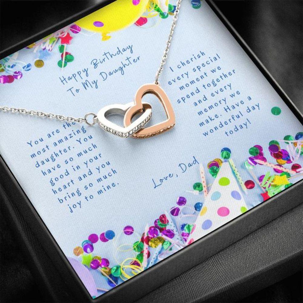 Daughter Necklace, Gift To Daughter - Gift Necklace Message Card - To Daughter From Dad - Happy Birthday 