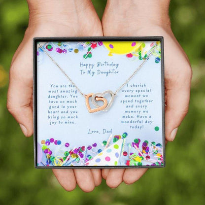 Daughter Necklace, Gift To Daughter “ Gift Necklace Message Card “ To Daughter From Dad “ Happy Birthday