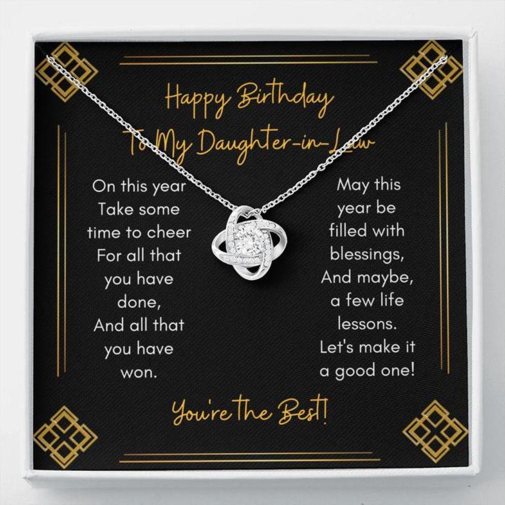 Daughter Necklace, Gift To Daughter - Gift Necklace Message Card - To My Daughter-in-Law Happy Birthday Cheer 