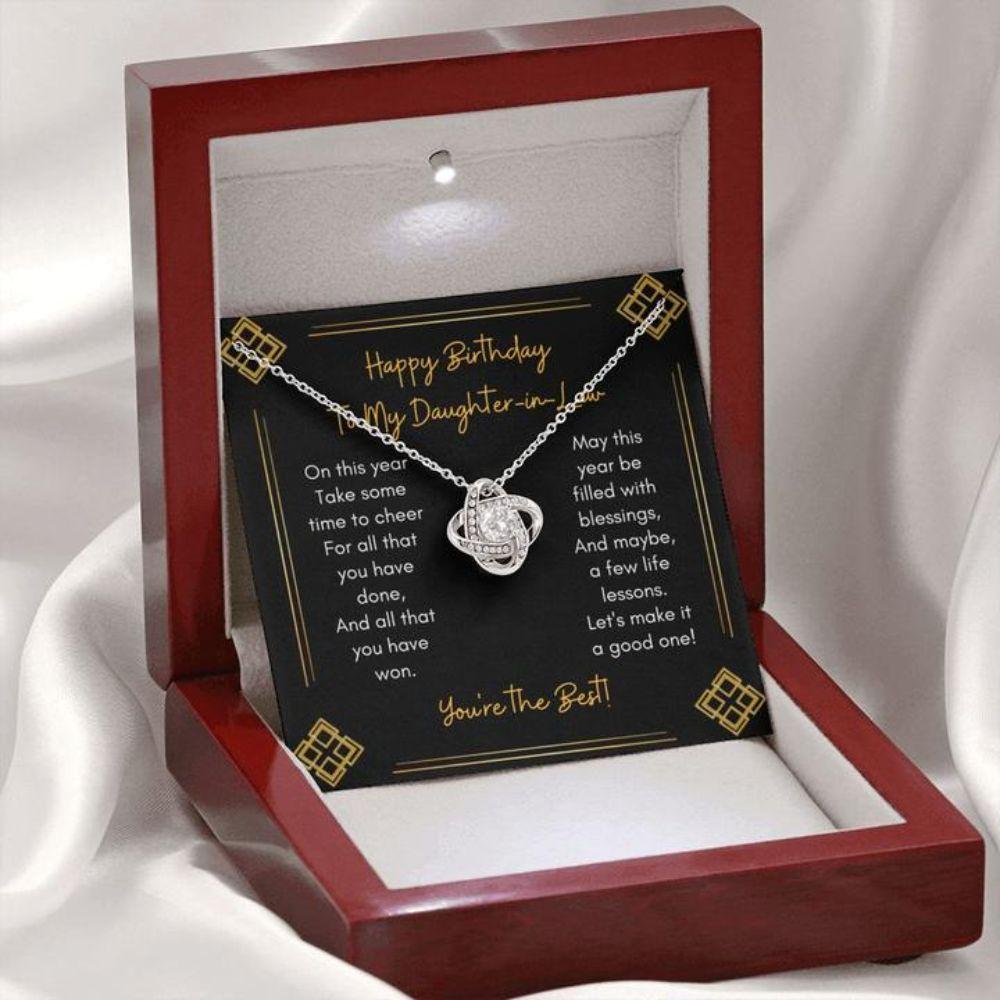 Daughter Necklace, Gift To Daughter “ Gift Necklace Message Card “ To My Daughter-In-Law Happy Birthday Cheer