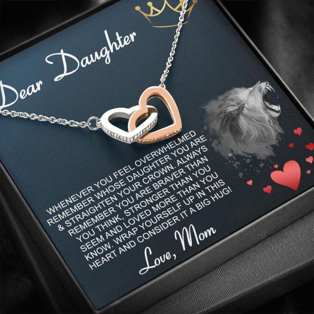 Daughter Necklace - Gift To Daughter - Gift Necklace To My Daughter From Mom - Lion Crown Necklace