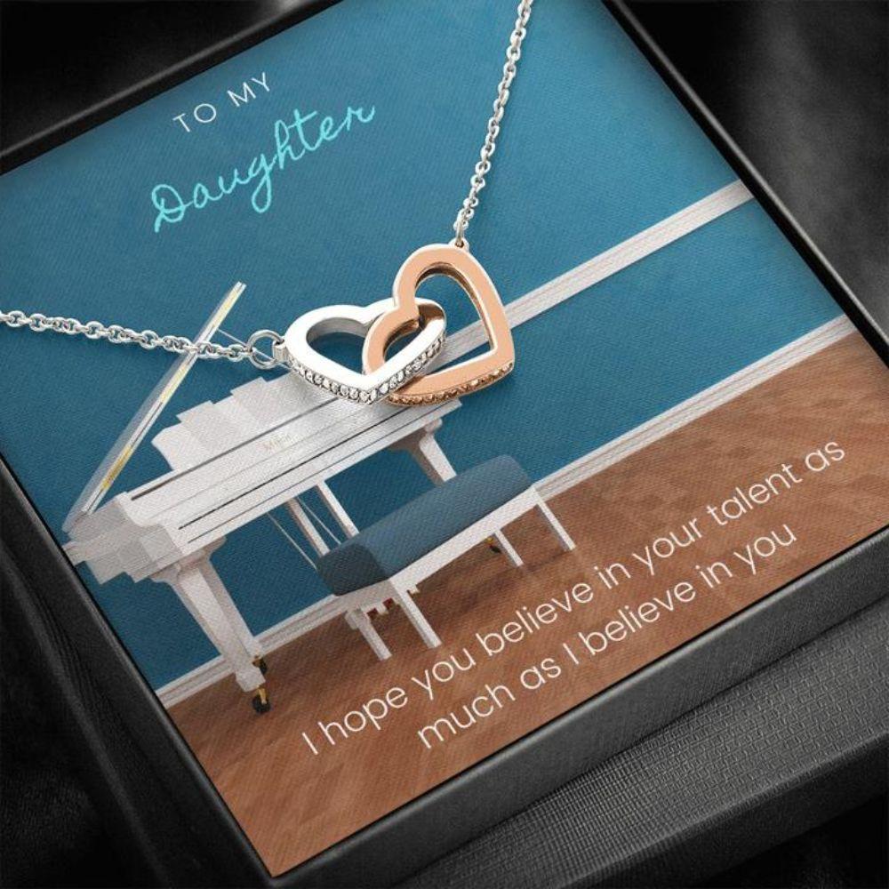 Daughter Necklace - Gift To Daughter - Gift Necklace With Message Card To Daughter Musician Piano 