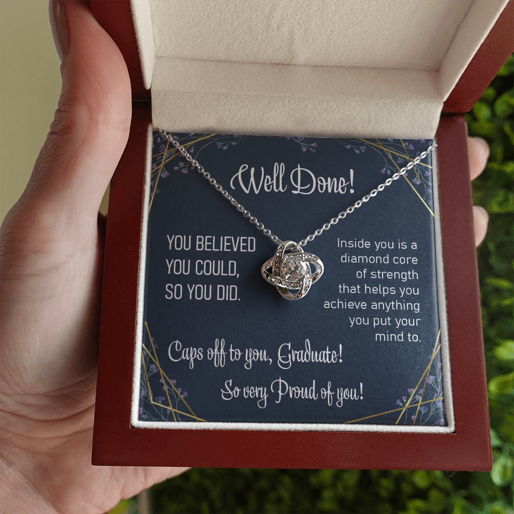 Daughter Necklace, Graduation Gift For Her Love Knot Necklace Congratulations Gift College Graduate Gift Meaningful Grad Gift