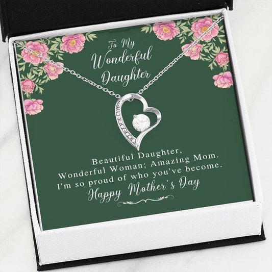 DAUGHTER NECKLACE, HAPPY MOTHER'S DAY FOREVER LOVE NECKLACE GIFT FOR DAUGHTER