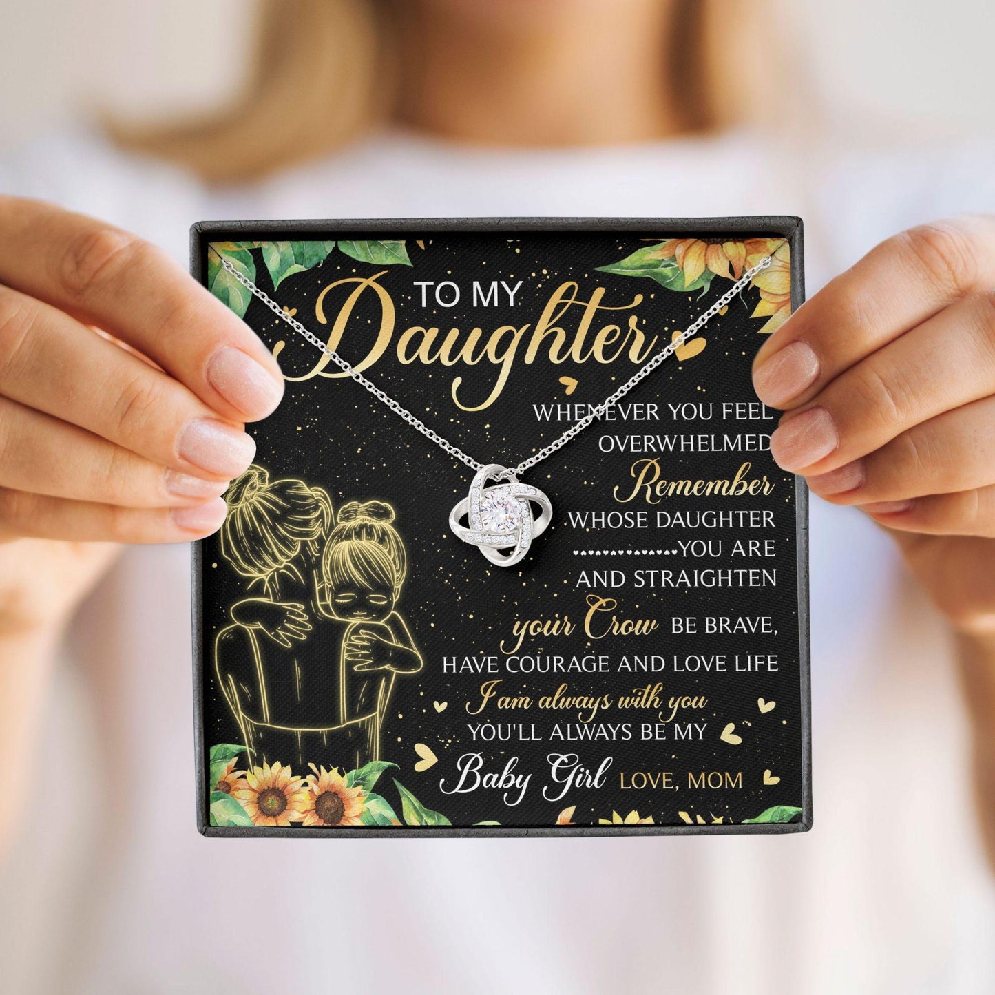 Daughter Necklace, Love Knots Pendant “ To My Daughter Necklace Gifts V1