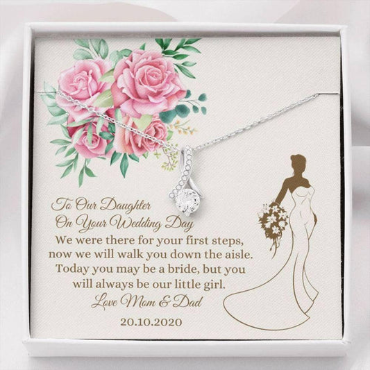 Daughter Necklace, Pesonalized Daughter Bride Gift - Congrats Bride Daughter - Custom Bride Necklace - Personal Wedding Gift