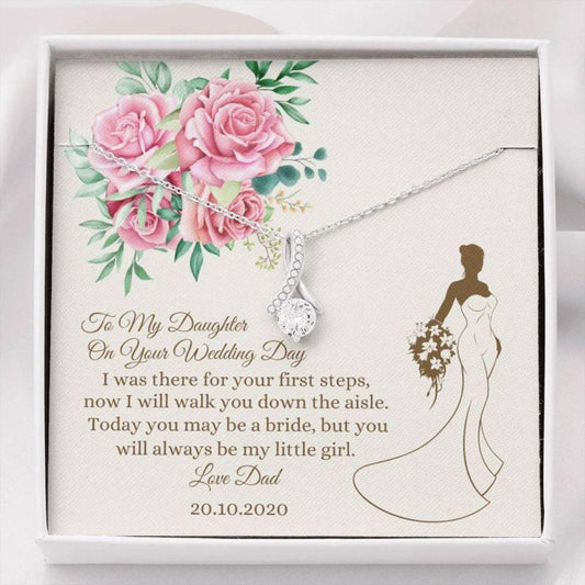 Daughter Necklace, Pesonalized Daughter On Wedding Necklace - Daughter Bride Gift -  Custom Date Gift - Meaningful Necklace