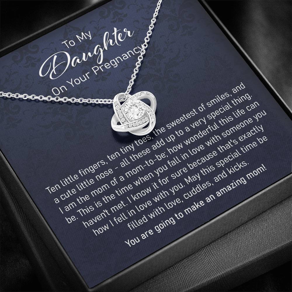 Daughter Necklace, Pregnancy Gift For Daughter Love Knot Necklace