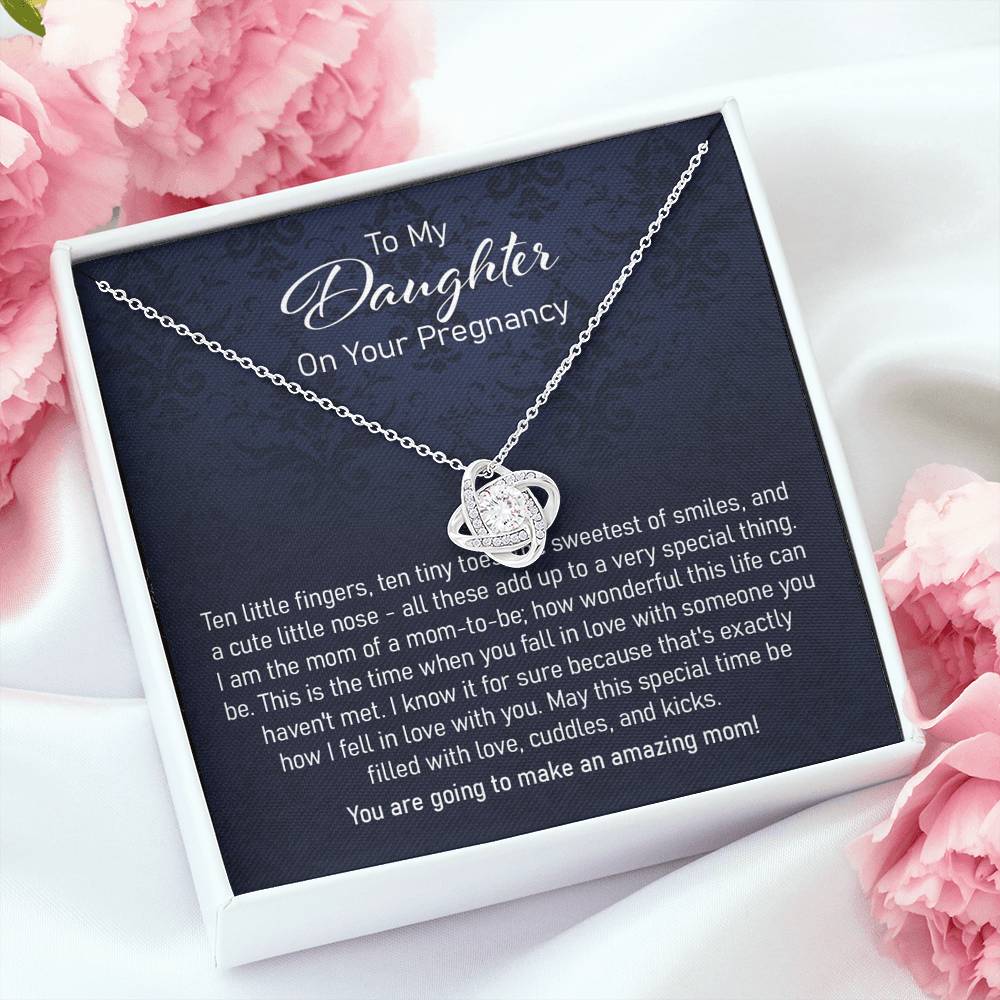 Daughter Necklace, Pregnancy Gift For Daughter Love Knot Necklace