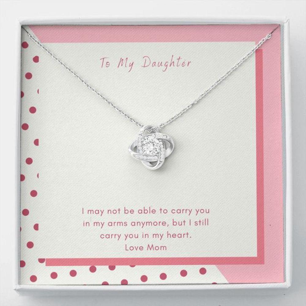 Daughter Necklace, To Daughter Carry In My Heart From Mom Stronger Together