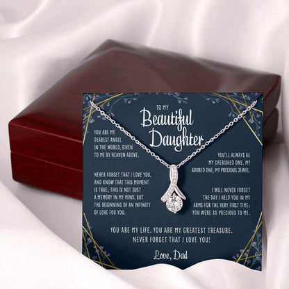 Daughter Necklace, To Daughter From Dad Gift Alluring Necklace Meaningful Gift Dearest Angel In The World Gift For Daughter From Father