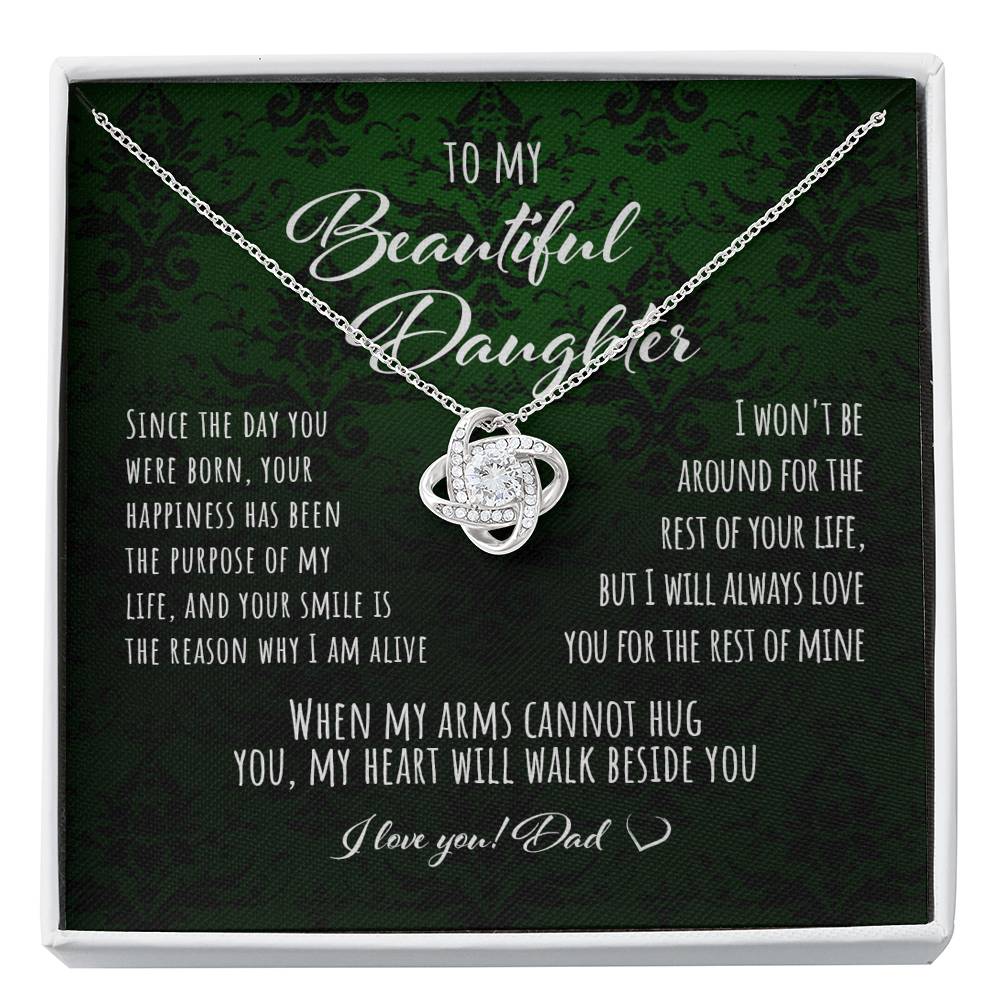 Daughter Necklace, To My Beautiful Daughter From Dad - Love Knot Necklace