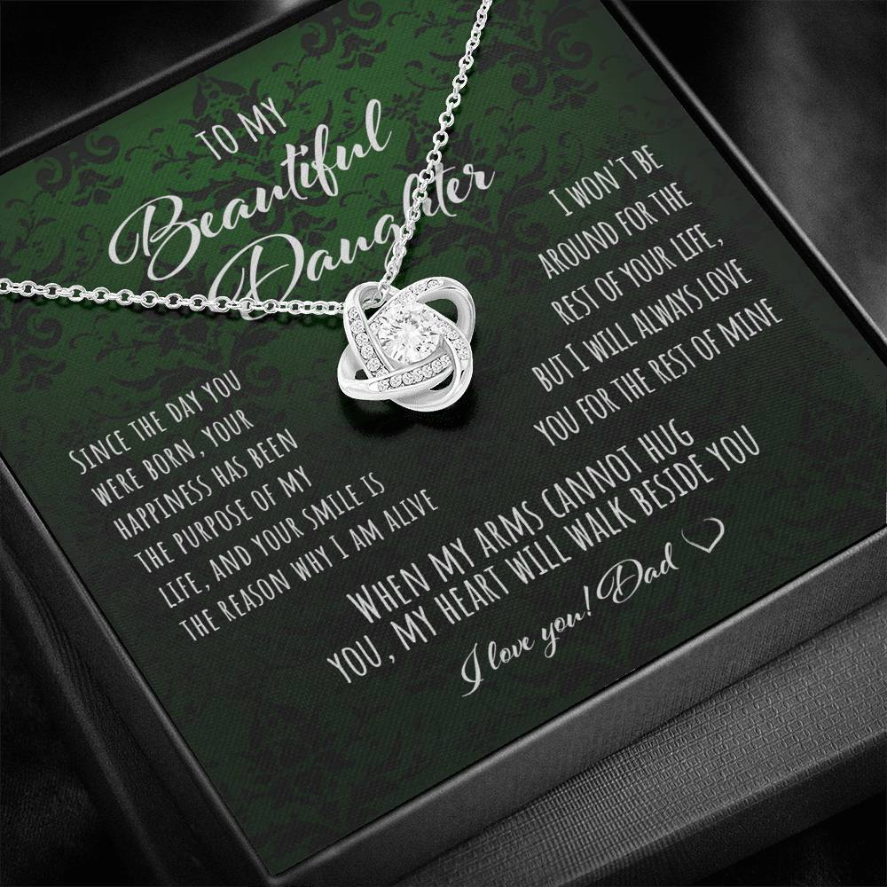 Daughter Necklace, To My Beautiful Daughter From Dad “ Love Knot Necklace