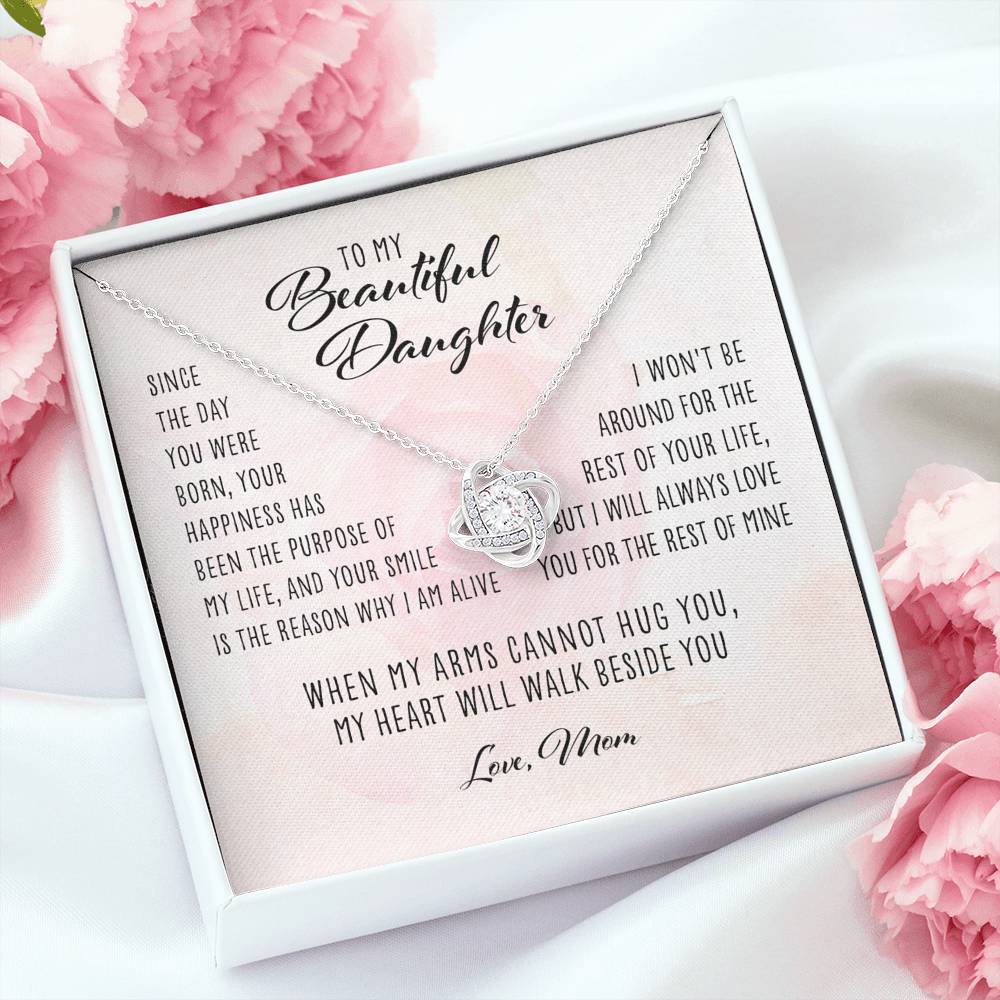 Daughter Necklace, To My Beautiful Daughter From Mom - Love Knot Necklace