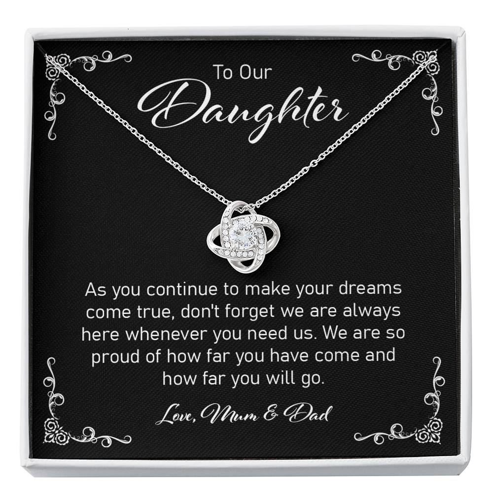 Daughter Necklace, To Our Daughter From Mum And Dad Love Knot Necklace