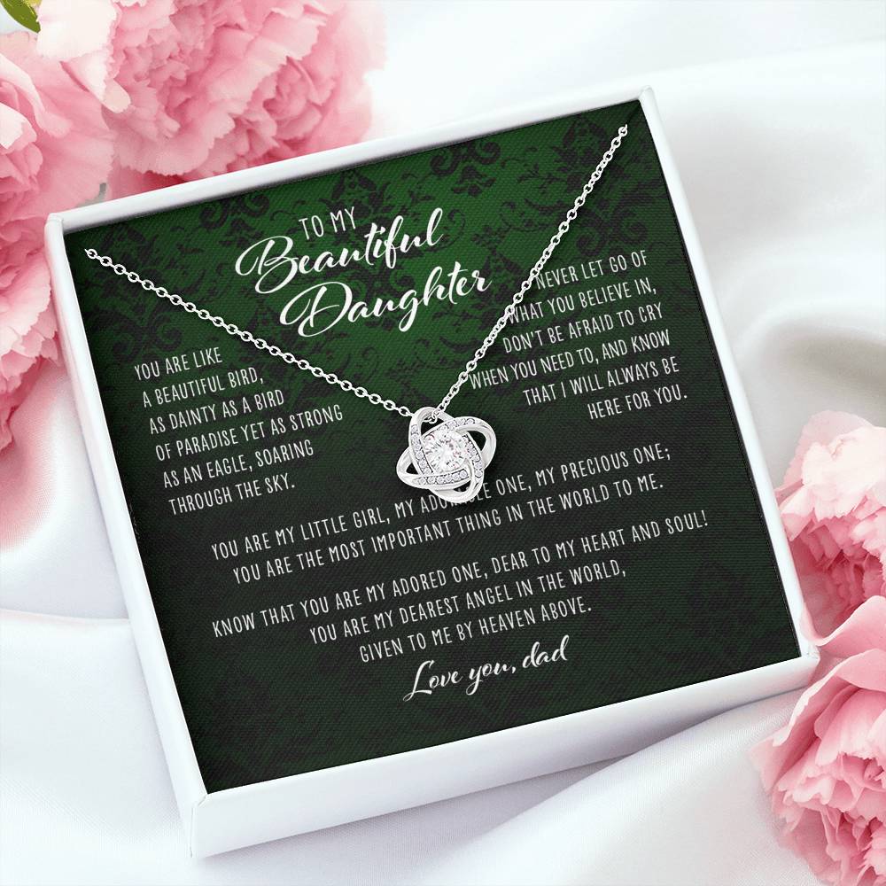 Daughter Necklace, You Are Like A Beautiful Bird Dad To Daughter Gift “ Love Knot Necklace