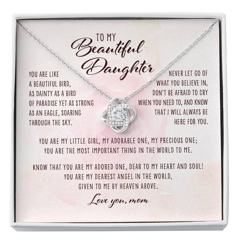 Daughter Necklace, You Are Like A Beautiful Bird Mom To Daughter Gift - Love Knot Necklace