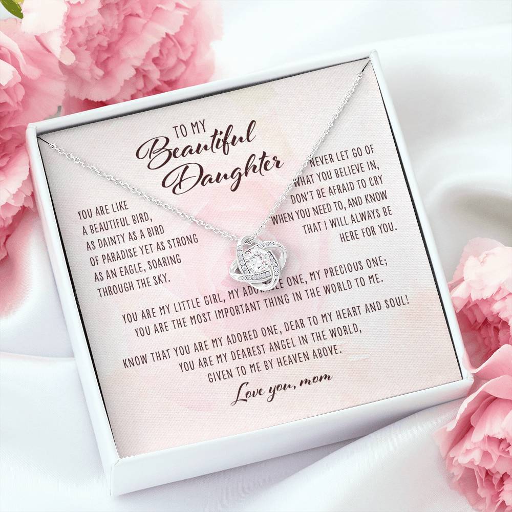 Daughter Necklace, You Are Like A Beautiful Bird Mom To Daughter Gift “ Love Knot Necklace
