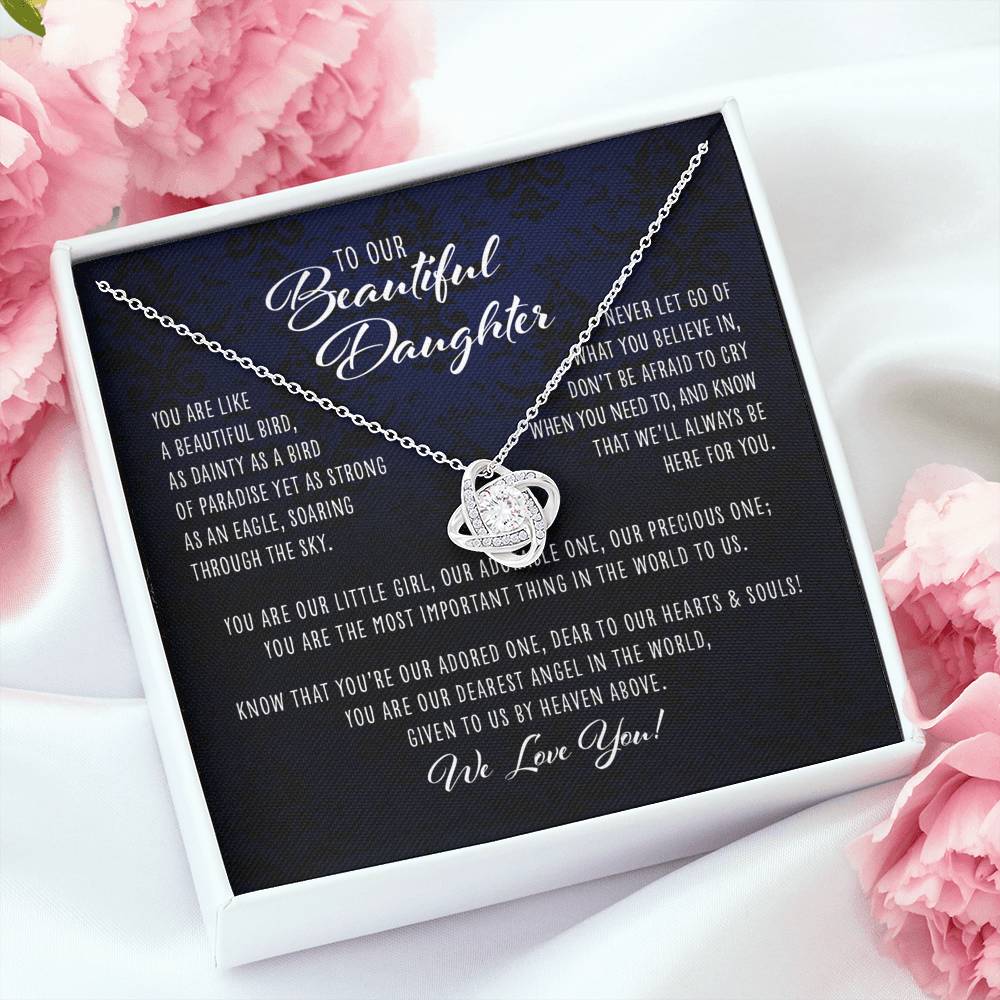 Daughter Necklace, You Are Like A Beautiful Bird Parents To Daughter Gift “ Love Knot Necklace