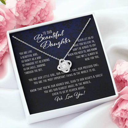 Daughter Necklace, You Are Like A Beautiful Bird Parents To Daughter Gift “ Love Knot Necklace