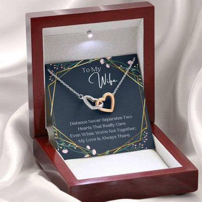 Wife Necklace, Distance Never Separates, Birthday Gift For Wife, Anniversary Gift, To My Wife Necklace