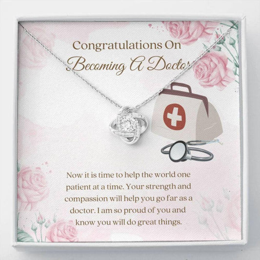 Doctor Grad Necklace - Graduation Gift - Finished Med School - New Doctor Gift - Love Knot Necklace - Doctor Graduation