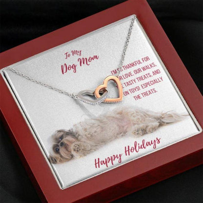 Dog Mom Necklace, Gift Necklace Message Card Happy Holidays “ Shih Tzu Dog Mom