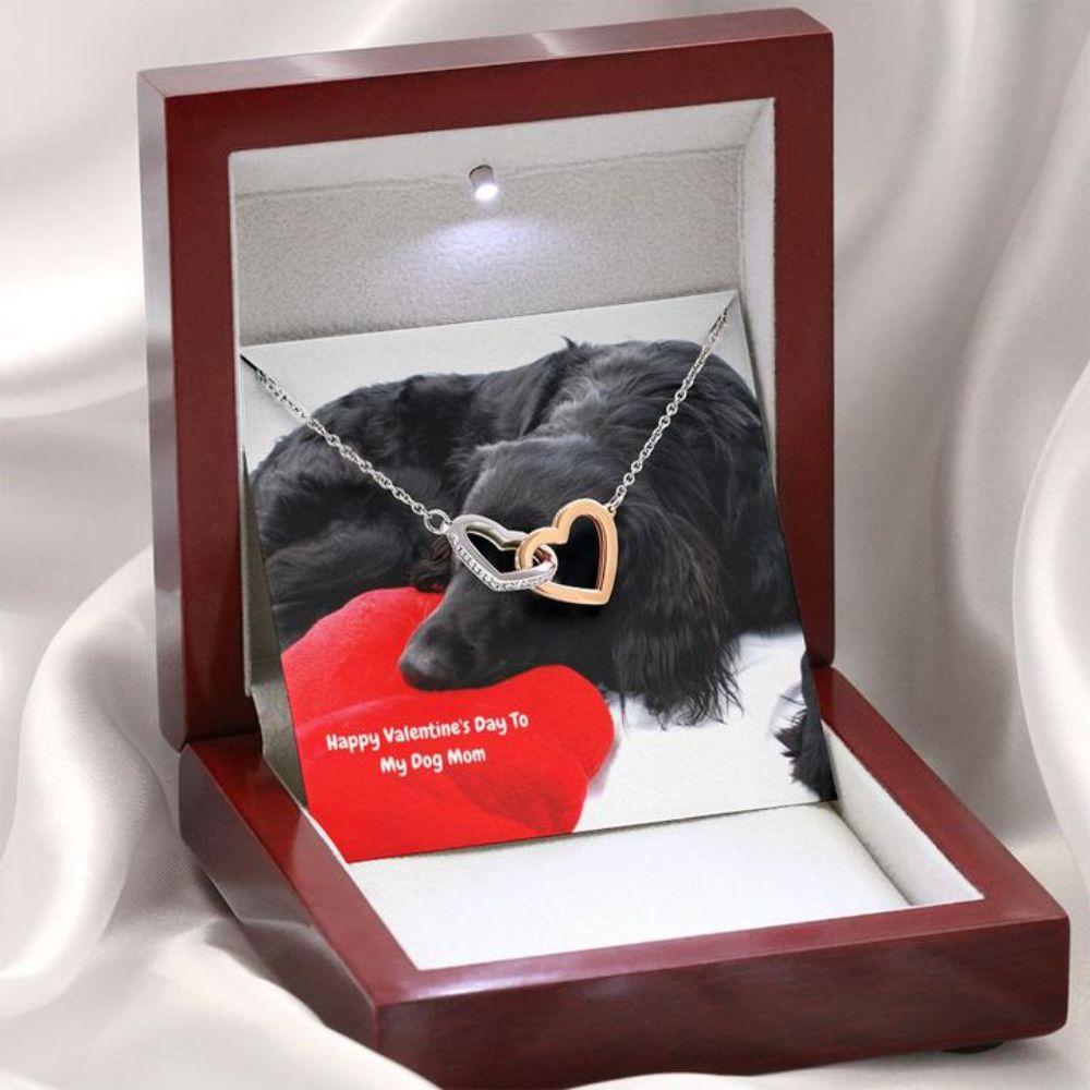 Dog Mom Necklace, Gift Necklace Message Card “ To My Black Irish Setter “ Dog Mom Happy Valentine’S Day