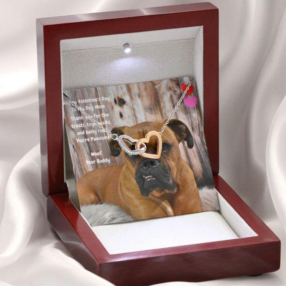 Dog Mom Necklace, Gift Necklace Message Card “ To My Boxer Dog Mom Happy Valentine’S Day