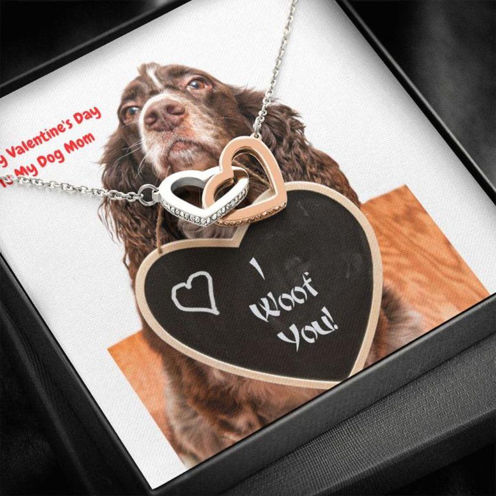 Dog Mom Necklace, Gift Necklace Message Card - To My Cocker Spaniel Or Springer Spaniel Dog Mom Happy Valentine's Day 