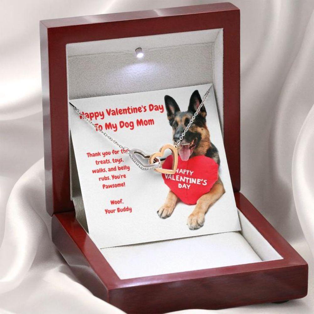Dog Mom Necklace, Gift Necklace Message Card “ To My German Shepherd Dog Mom Happy Valentine’S Day