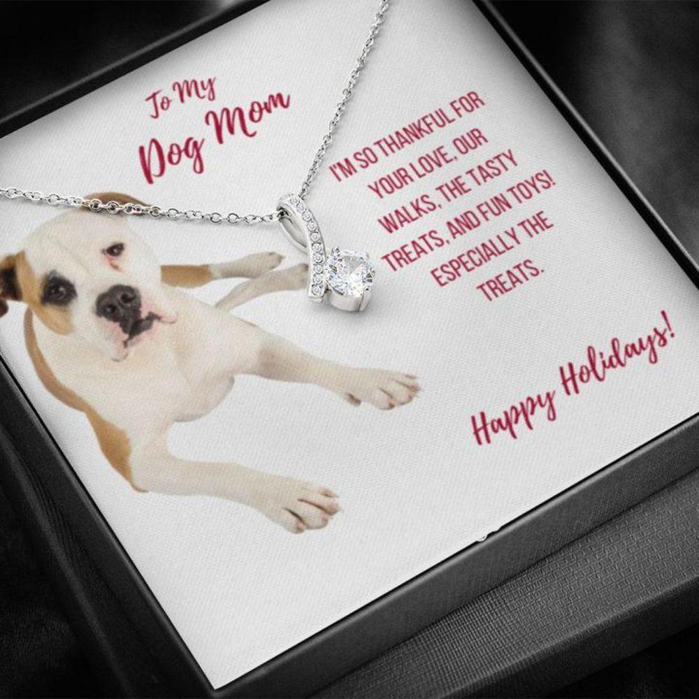 Dog Mom Necklace, Gift Necklace With Message Card “ American Bulldog Dog Mom The Inner Necklace