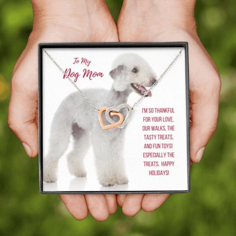 Dog Mom Necklace, Gift Necklace With Message Card “ Bedlington Terrier Dog Mom