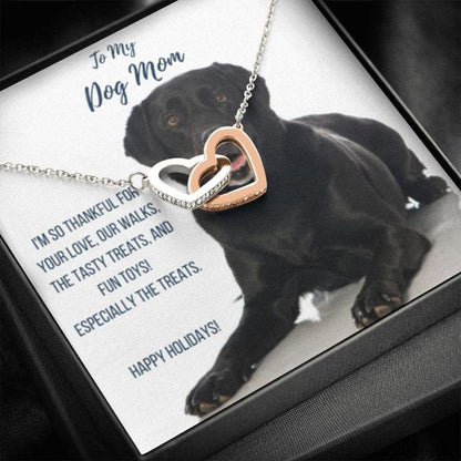 Dog Mom Necklace, Gift Necklace With Message Card - Black Labrador Retriever Dog Mom 