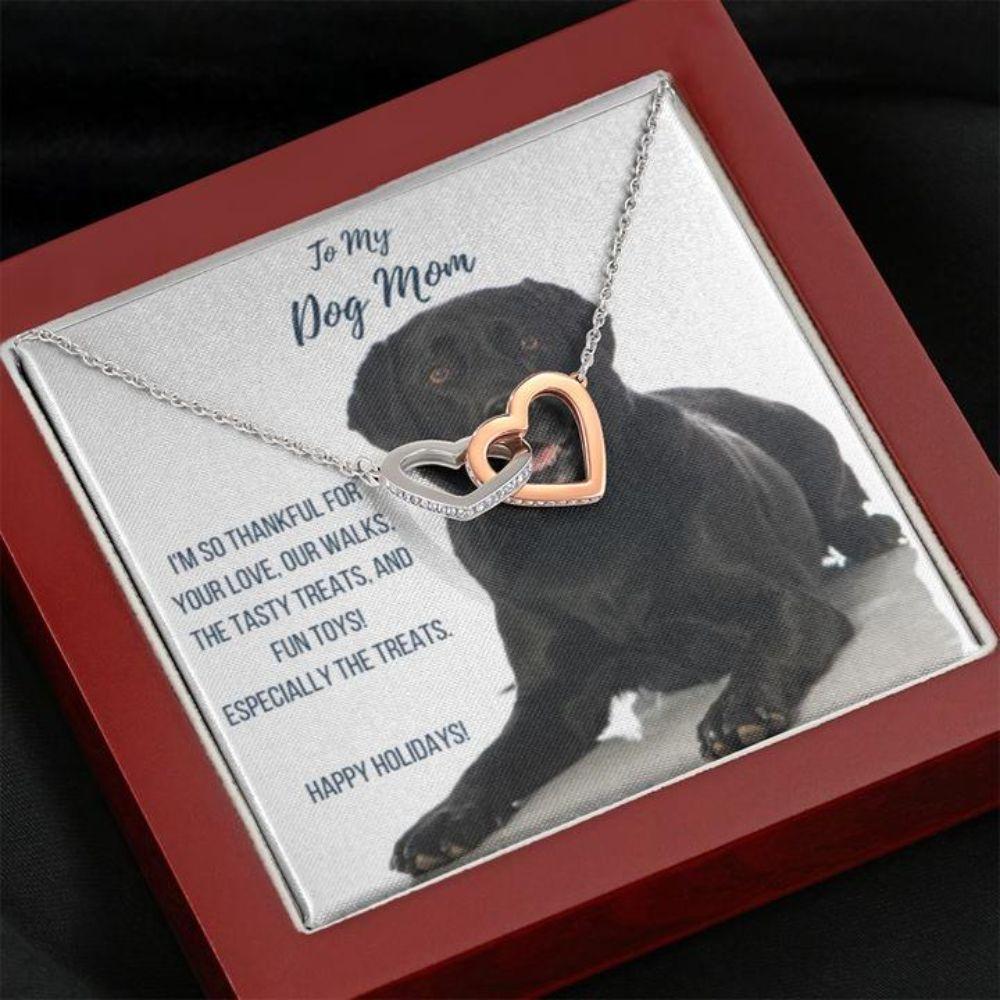 Dog Mom Necklace, Gift Necklace With Message Card “ Black Labrador Retriever Dog Mom