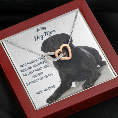 Dog Mom Necklace, Gift Necklace With Message Card “ Black Labrador Retriever Dog Mom