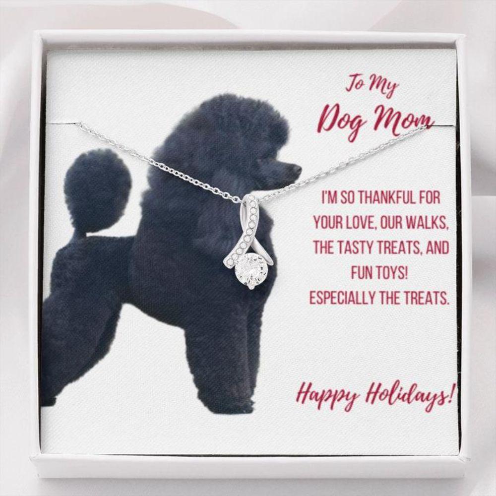 Dog Mom Necklace, Gift Necklace With Message Card - Black Standard Poodle Dog Mom Beauty Necklace