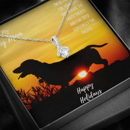 Dog Mom Necklace, Happy Holidays “ Dachshund Dog Mom The Inner Beauty Necklace