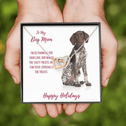 Dog Mom Necklace, Happy Holidays Gift “ German Shorthaired Pointer Dog Mom Necklace