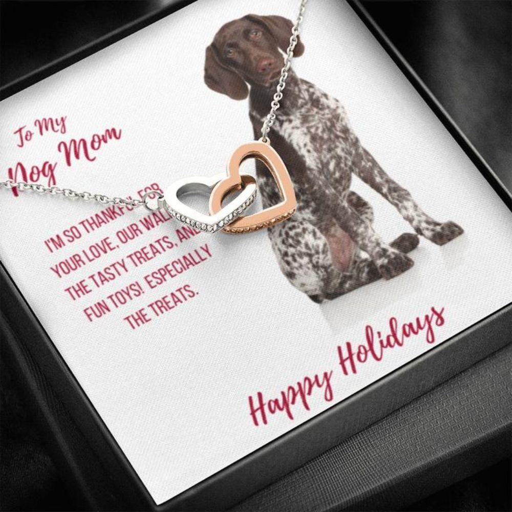 Dog Mom Necklace, Happy Holidays Gift - German Shorthaired Pointer Dog Mom Necklace