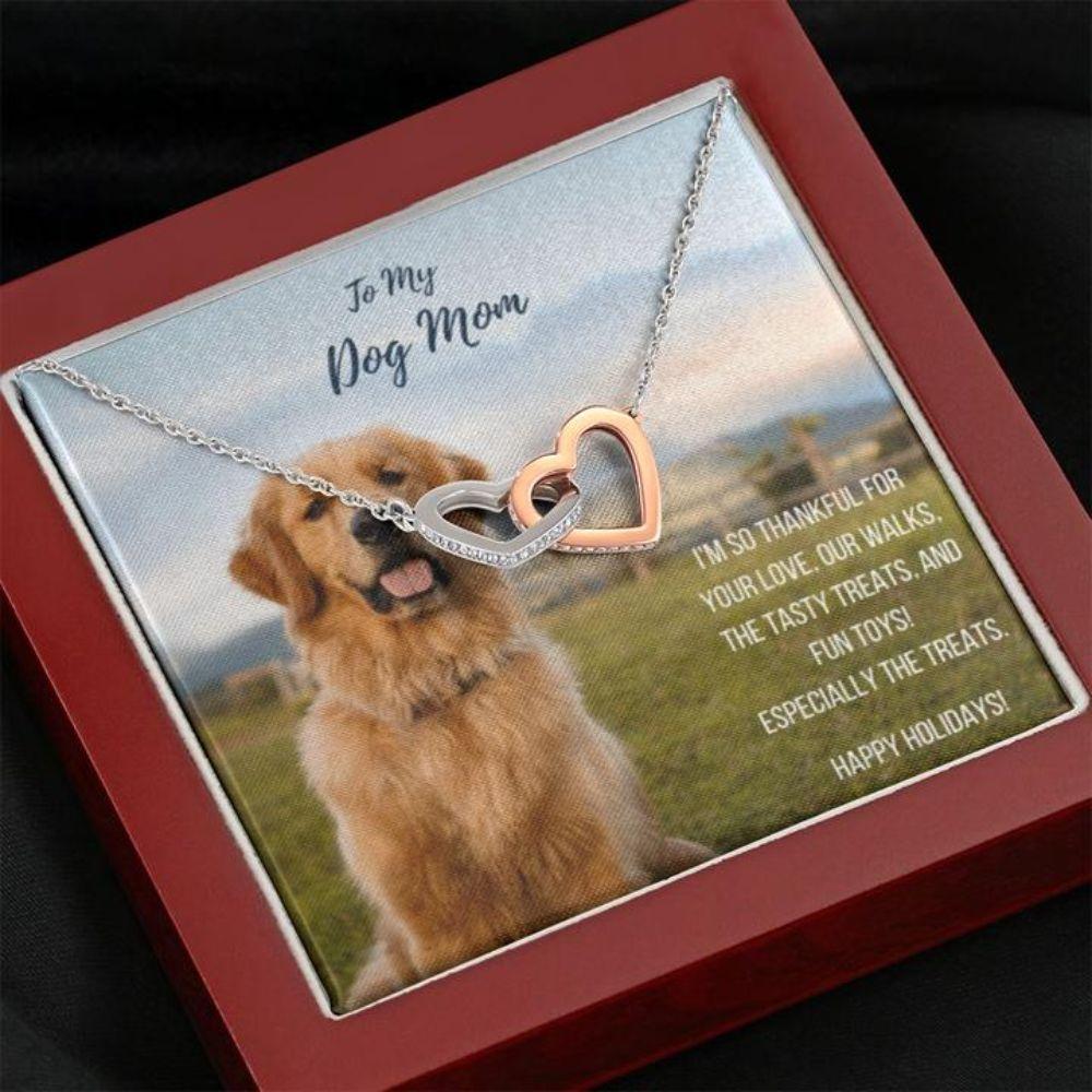 Dog Mom Necklace, Happy Holidays Gift “ Golden Retriever Dog Mom Necklace