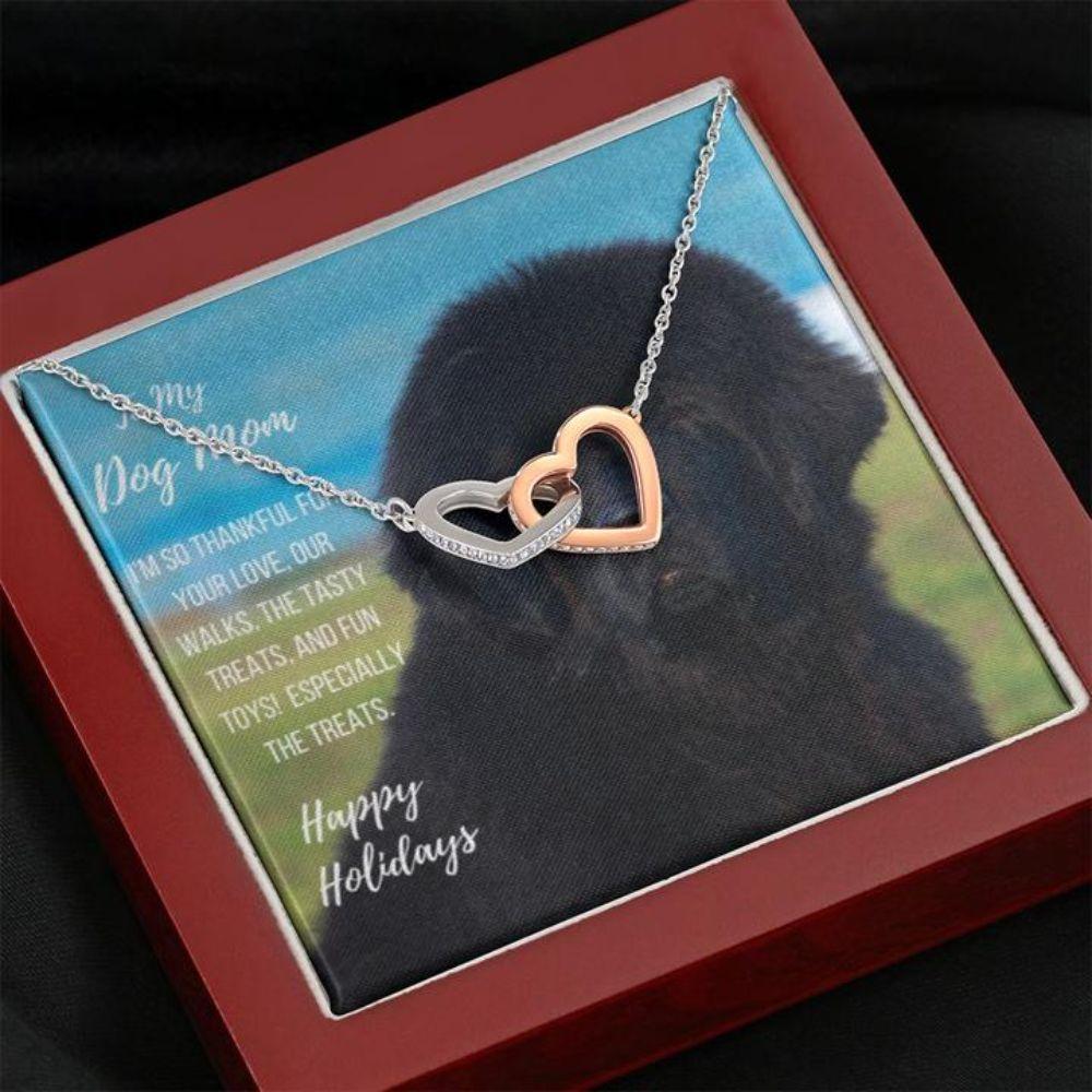 Dog Mom Necklace, Happy Holidays Gift “ Newfoundland Dog Mom Necklace