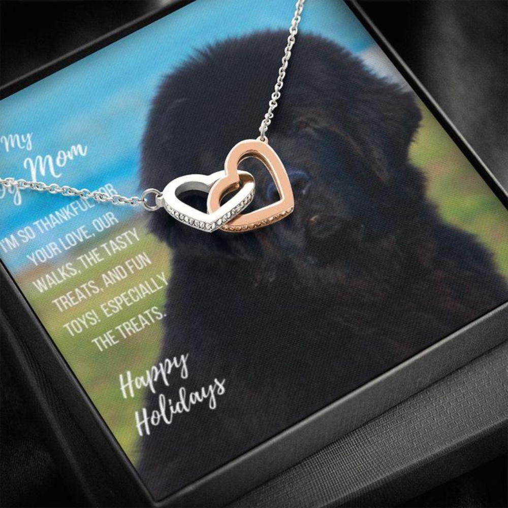 Dog Mom Necklace, Happy Holidays Gift - Newfoundland Dog Mom Necklace