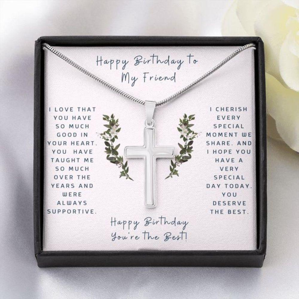 Friend Necklace, Cross Necklace To Friend - Faithful Cross Necklace - Gift Necklace Message Card